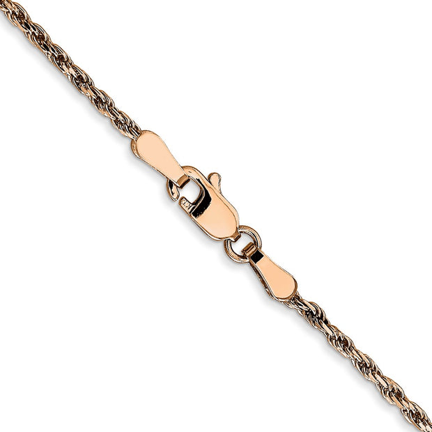 14K Rose Gold .8mm Baby Rope with Spring Ring Clasp Chain