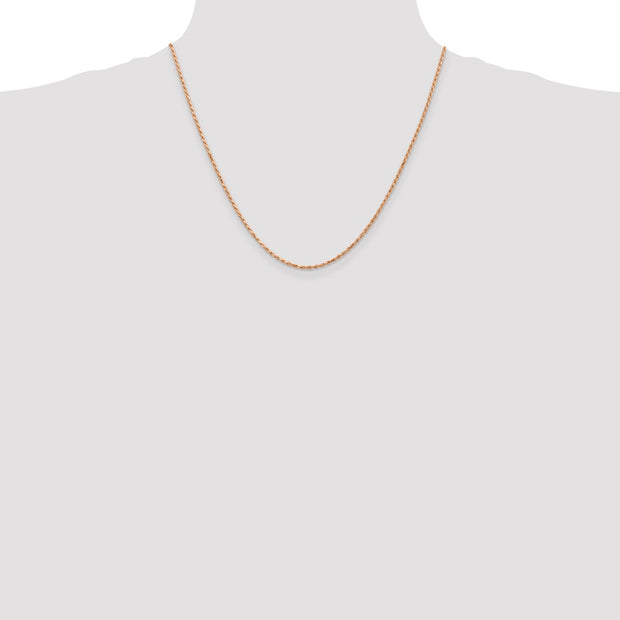 14K Rose Gold .8mm Baby Rope with Spring Ring Clasp Chain