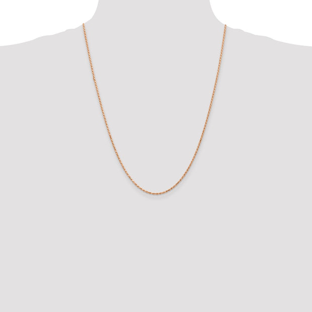 14K Rose Gold .8mm Baby Rope with Spring Ring Clasp Chain