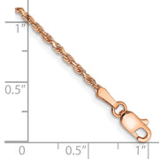 14K Rose Gold 1.8mm Diamond-cut Man Made Rope with Lobster Clasp Anklet