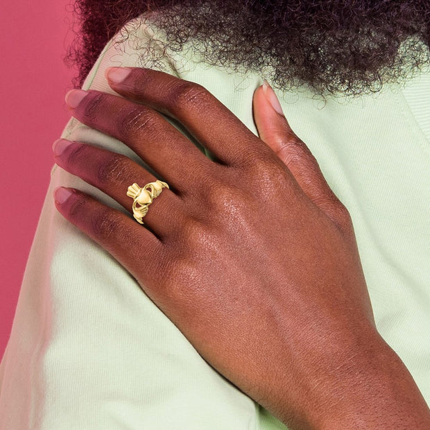14k Polished Claddagh Ring
