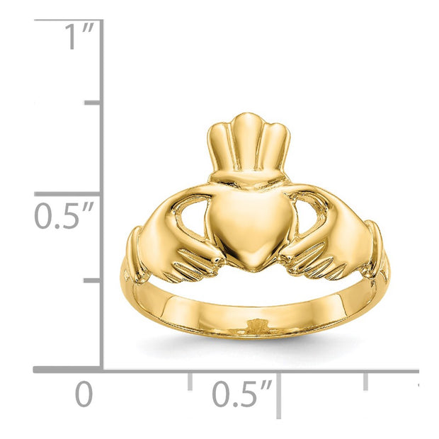 14k Polished Claddagh Ring