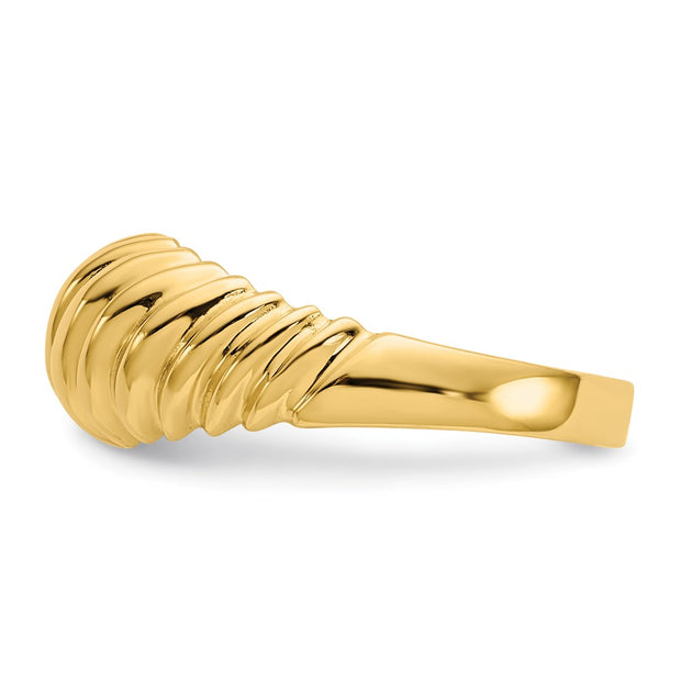 14k Polished Scalloped Dome Ring