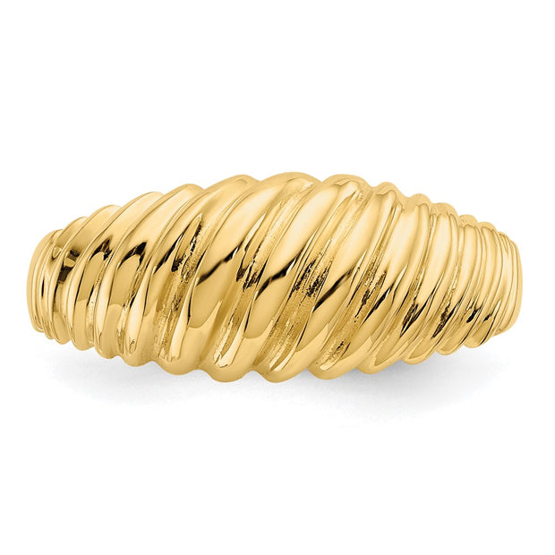 14k Polished Scalloped Dome Ring