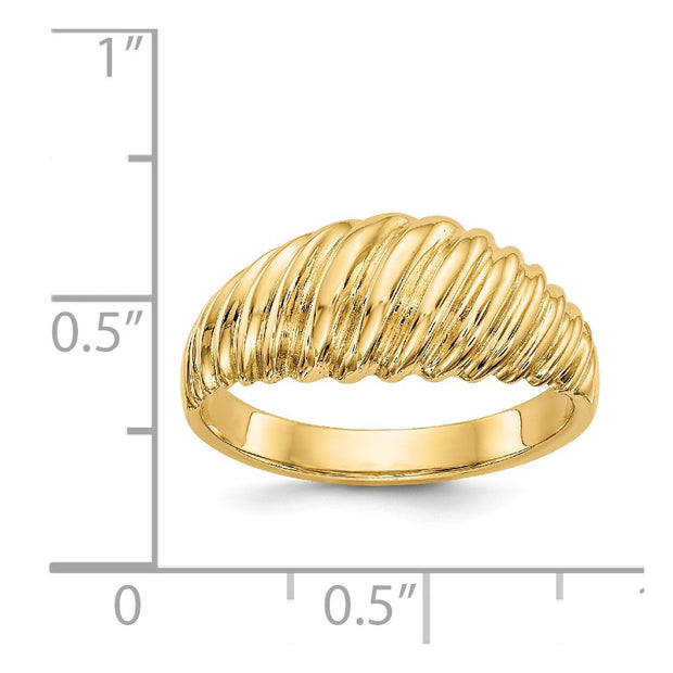 14k Polished Scalloped Dome Ring
