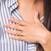 14k Two-tone Polished & Textured Ring