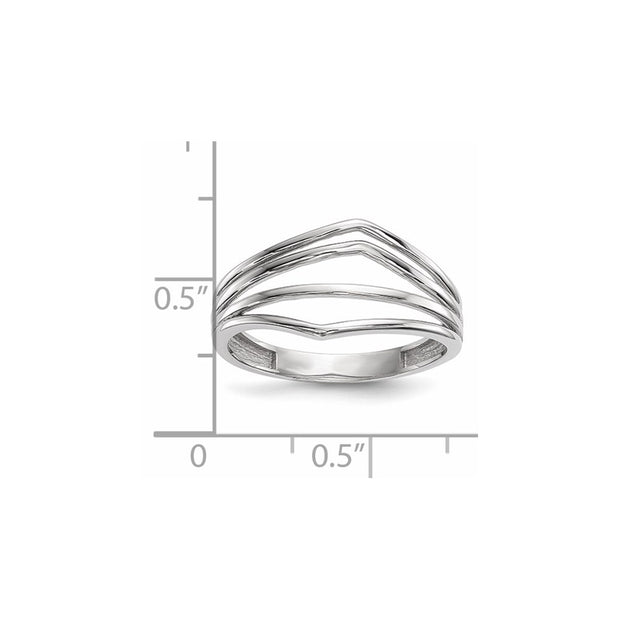 14k White Gold Polished 4-Bar Ring