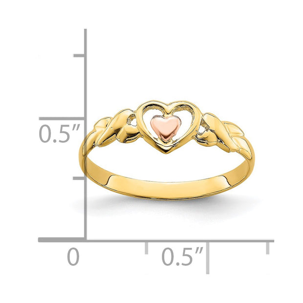 14k Two-Tone Polished Hearts Ring