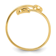 14K Polished Adjustable Moon and Star Ring