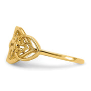 14k Polished Cut Out Fancy Hearts Design Ring