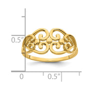 14k Polished Cut Out Fancy Hearts Design Ring