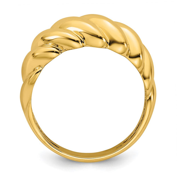 14K Polished Twisted Graduated Domed Ring