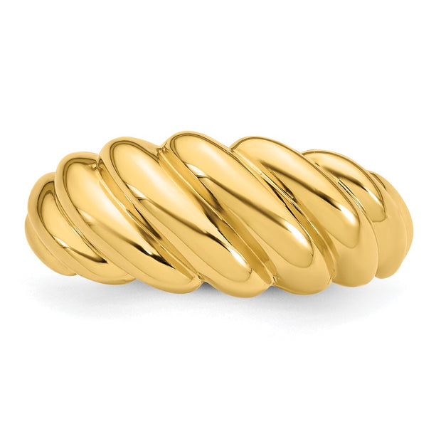 14K Polished Twisted Graduated Domed Ring