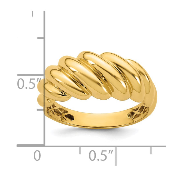 14K Polished Twisted Graduated Domed Ring