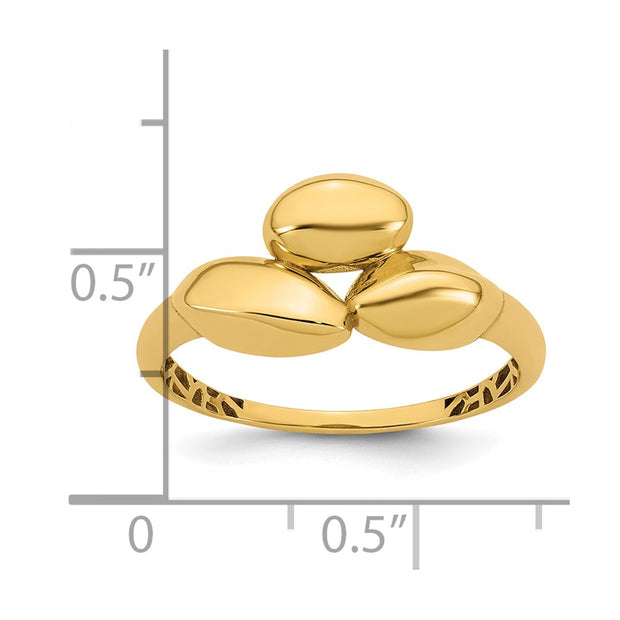 14k Polished Trio Domed Ring