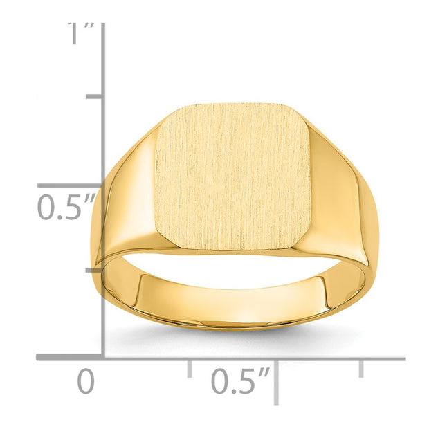 14k 13.0x12.0mm Closed Back Mens Signet Ring