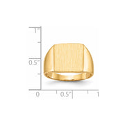 14k 13.0x13.0mm Open Back Mens Signet Ring