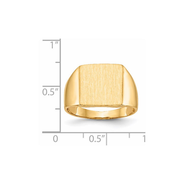 14k 13.0x13.0mm Open Back Mens Signet Ring