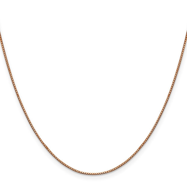 14K Rose Gold .9mm Box Link with Lobster Clasp Chain