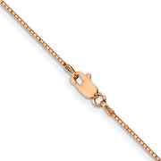 14K Rose Gold .9mm Box Link with Lobster Clasp Chain