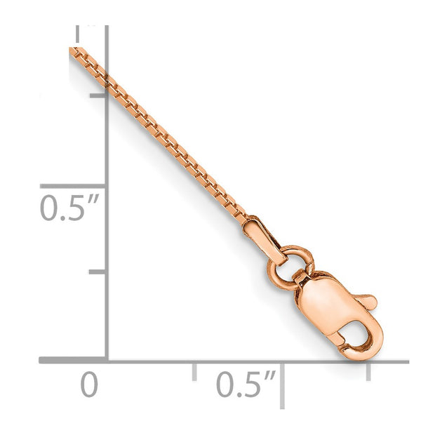 14K Rose Gold .9mm Box Link with Lobster Clasp Chain Anklet
