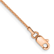 14K Rose Gold .9mm Box Link with Lobster Clasp Chain Anklet