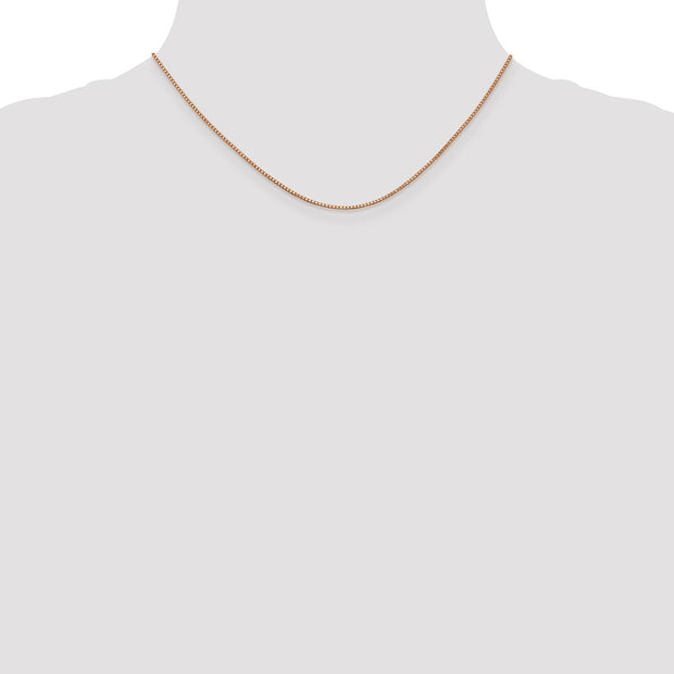 14K Rose Gold 1mm Box Link with Lobster Clasp Chain