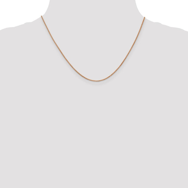 14K Rose Gold 1mm Box Link with Lobster Clasp Chain