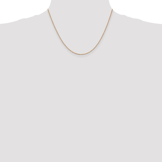 14K Rose Gold 1.10mm Box Link with Lobster Clasp Chain