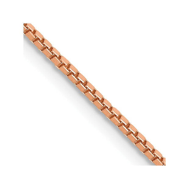 14K Rose Gold 1.10mm Box Link with Lobster Clasp Chain