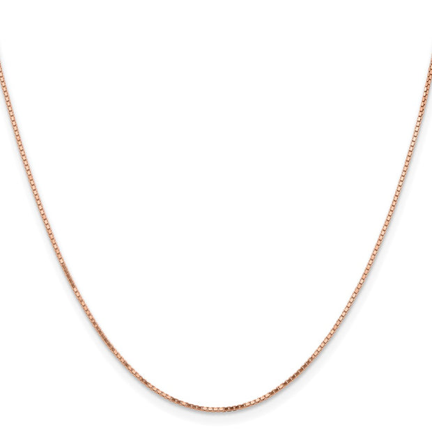 14K Rose Gold .95mm Box Link with Lobster Clasp Chain