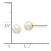 14k Madi K 5-6mm White Round Freshwater Cultured Pearl Post Earrings with Silicone Backs