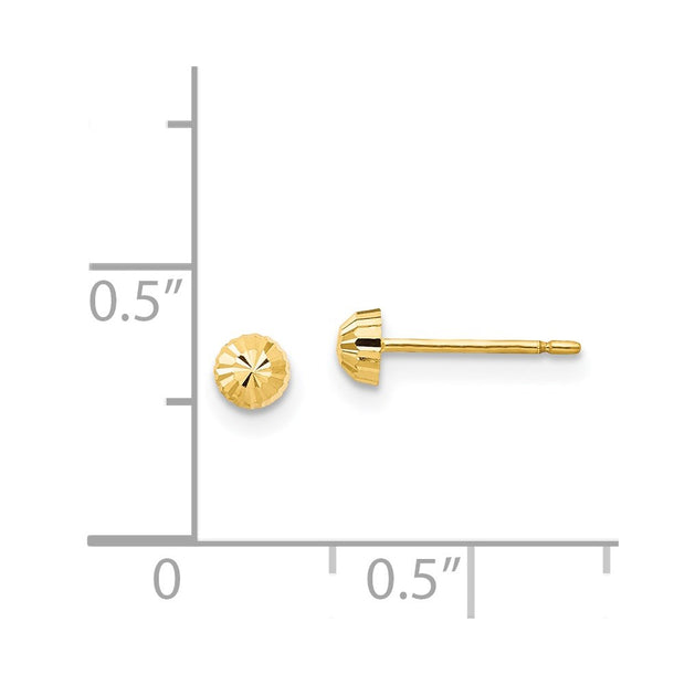 14k Madi K Diamond Cut 3mm Half-Ball Post Earrings