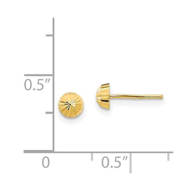 14k Madi K Diamond Cut 4mm Half-Ball Post Earrings