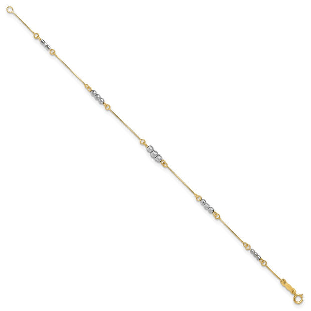14K Two-Tone Mirror Beaded Bracelet