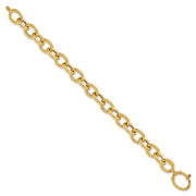 14k Polished 11mm Fancy Oval Cable Link Bracelet