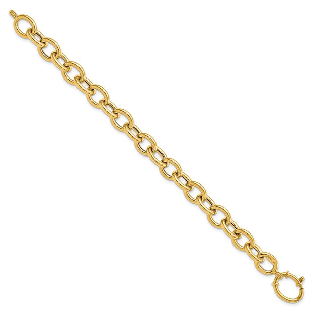 14k Polished 11mm Fancy Oval Cable Link Bracelet