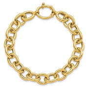 14k Polished 11mm Fancy Oval Cable Link Bracelet