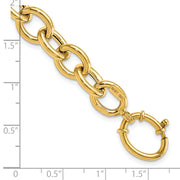 14k Polished 11mm Fancy Oval Cable Link Bracelet