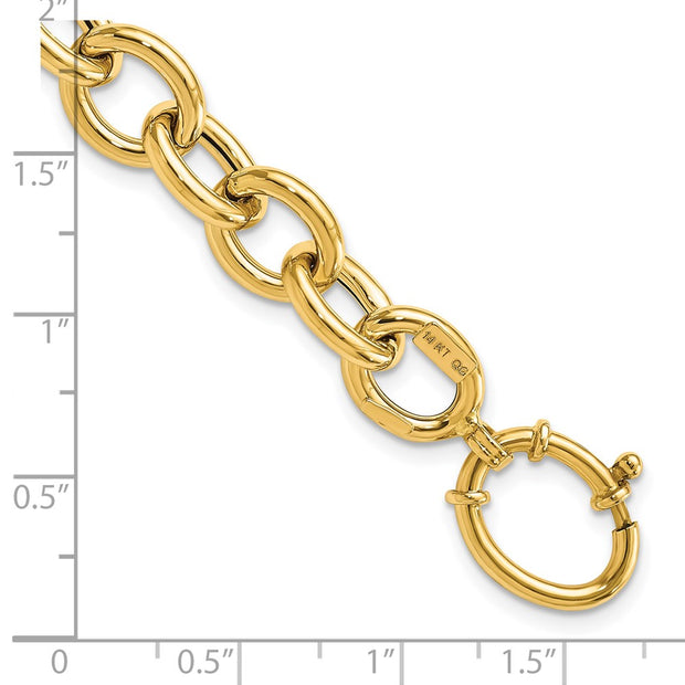 14k Polished 11mm Fancy Oval Cable Link Bracelet