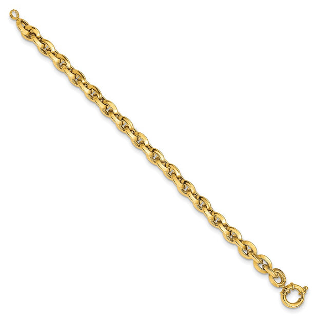 14K Polished 7.9mm Fancy Knife-edge Rolo Link Bracelet