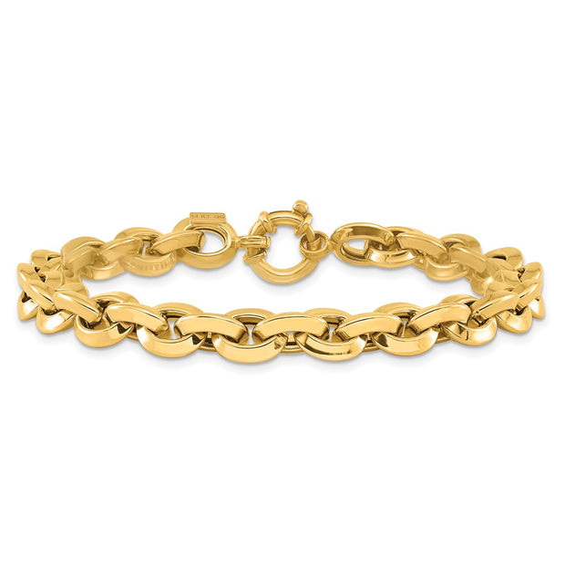14K Polished 7.9mm Fancy Knife-edge Rolo Link Bracelet