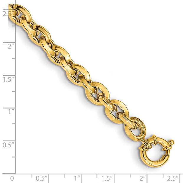 14K Polished 7.9mm Fancy Knife-edge Rolo Link Bracelet