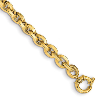 14K Polished 7.9mm Fancy Knife-edge Rolo Link Bracelet