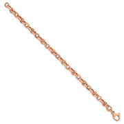 14K Rose Gold Polished 4mm Fancy Faceted Link Bracelet