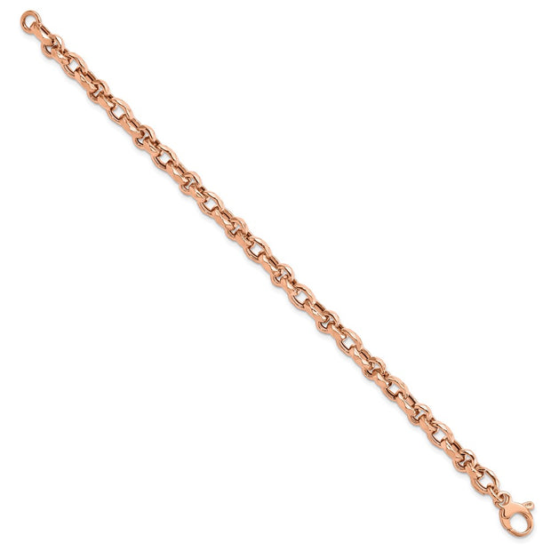 14K Rose Gold Polished 4mm Fancy Faceted Link Bracelet