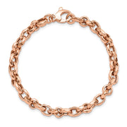 14K Rose Gold Polished 4mm Fancy Faceted Link Bracelet