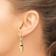14K Two-tone Polished D/C Hollow Teardrop Criss Cross Leverback Earrings
