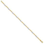 14K Two-tone Diamond-cut Round and Square Beaded Bracelet