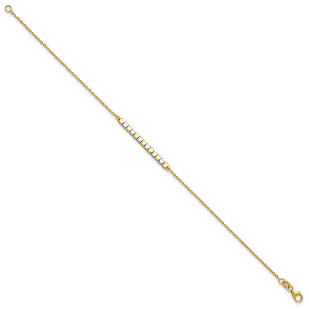 14K Two-tone Square Beaded Bracelet